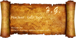 Hacker Gábor névjegykártya